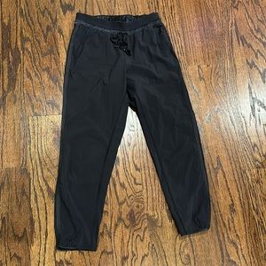 Lululemon black running around pant with satin detail and drawstring